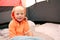 Young Child Waking up in Tent after Camping