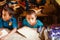 Young children studying in a classroom unique photo