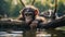 Young Chimp On Log: A Captivating Portrait In Unreal Engine 5