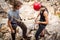 Young Climbers Checking Equipment