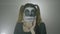 Young college female student wearing halloween makeup trying an innocent evil scary smile and other face expressions -