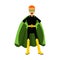 Young confident redhead man in classic superhero costume and a green cape Illustration