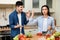 Young couple arguing in the modern kitchen