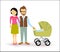 Young couple baby start family newborn people flat