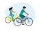 Young couple Biking together To exercise