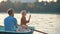 Young couple in a boat on a date