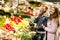 Young couple buying vegetables on a market