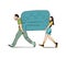 Young couple carrying sofa vector icon