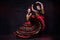 Young couple dancing flamenco, studio shot.