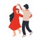Young couple dancing. Lovers boyfriend and girlfriend. characters isolated on white background. Vector illustration in the style