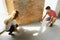 Young couple doing apartment repair together themselves