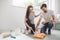 Young couple doing apartment repair together themselves