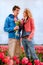 Young couple in Dutch flower fields