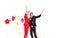 Young couple enjoy with colorful confetti in new year celebration party