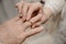 Young couple exchange rings at the wedding ceremony.