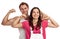 Young couple flexing biceps