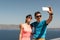 Young couple getting a selfie