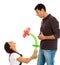 Young couple gift balloon flower valentine isolate