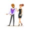 Young couple of handsome elegant man and woman in black evening dress. Colorful cartoon character vector