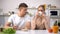 Young couple having snack together before work, light dessert with coffee