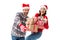 Young couple holding christmas gifts