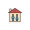 Young couple house filled outline icon