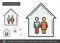 Young couple house line icon.