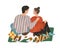 Young couple hugging and sitting on carpet. Happy man and woman spending winter leisure time together with pet at home