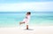 Young couple hugging on a stunning tropical beach