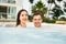 Young couple in a jacuzzi