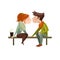 Young couple kissing on bench