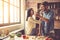 Young couple in kitchen