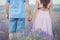 Young couple in the lavender fields