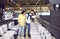 Young couple looking at flush toilets on sale at a modern hardware store or shopping mall