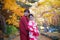 Young couple in love outdoor. Stunning sensual outdoor portrait of lover wearing japanese traditional kimono in autumn. love,