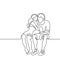 Young couple in love sitting
