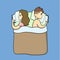 Young couple, man and woman lying in the bed browsing their smartphones. Gadget addiction, social media dependency