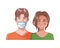 Young couple with mouth cap medical accessory