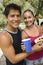 Young couple at outdoor picnic portrait