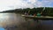 Young couple paddling kayak, active rest, tourism. Slow motion