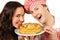 Young couple with pancakes