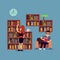 Young couple reading books - flat library or living room concept