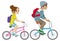 Young couple riding Bicycle, Isolated