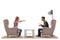 Young couple seated in armchairs having an argument