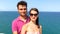 Young Couple Selfie Panorama With Ocean Background