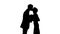 Young couple shadow kissing during romantic date, boyfriend giving flowers