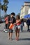 Young couple shopping on the boardwalk