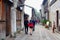 Young couple is sightseeing in ancient water town Wuzhen, China