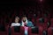 Young couple sitting in empty cinema theater