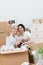 Young couple taking a selfie as they unpack